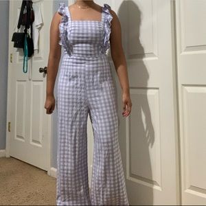 gingham print jumpsuit